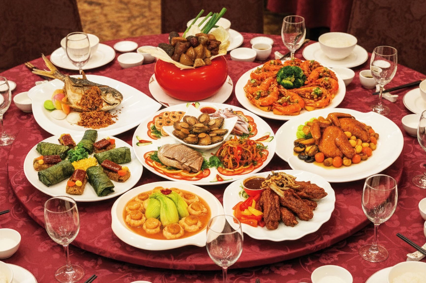 台中金典酒店除夕圍爐宴火熱預訂，百桌佳餚澎湃上桌。官方提供