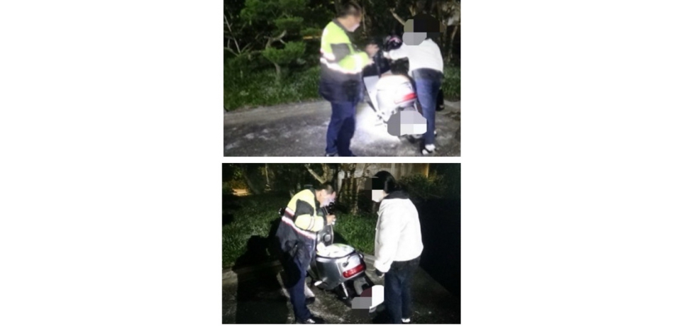 夜遊機車無電卡路邊　斗南警伸援手助返家