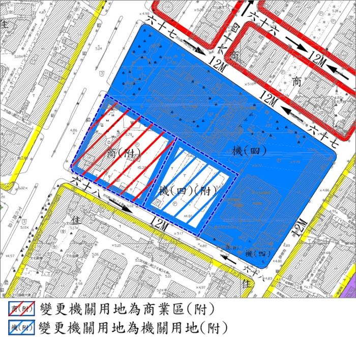 還地於民共榮共好 板橋公共設施專案通檢案12/22說明會 36 《圖說》板橋(機四)變更位置示意圖--主計圖 。〈城鄉局提供〉