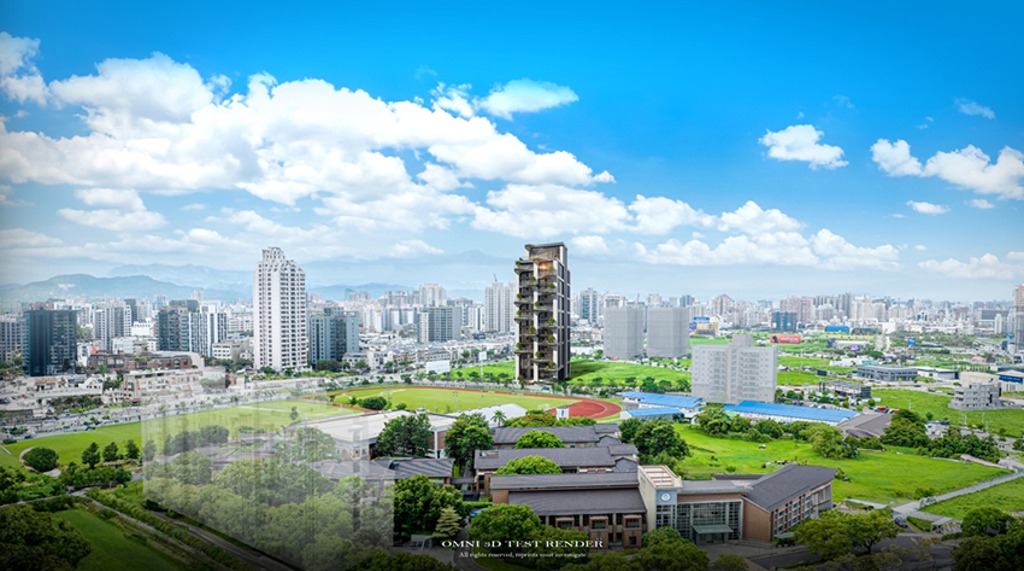 熊圖敘 DOS 由國際建築團隊 Gensler 操刀,以「葉片弧線」作為外觀語彙,呈現自然森態與流動感的建築表情,成為十四期國際住宅區的新軸心地標。熊圖建設提供