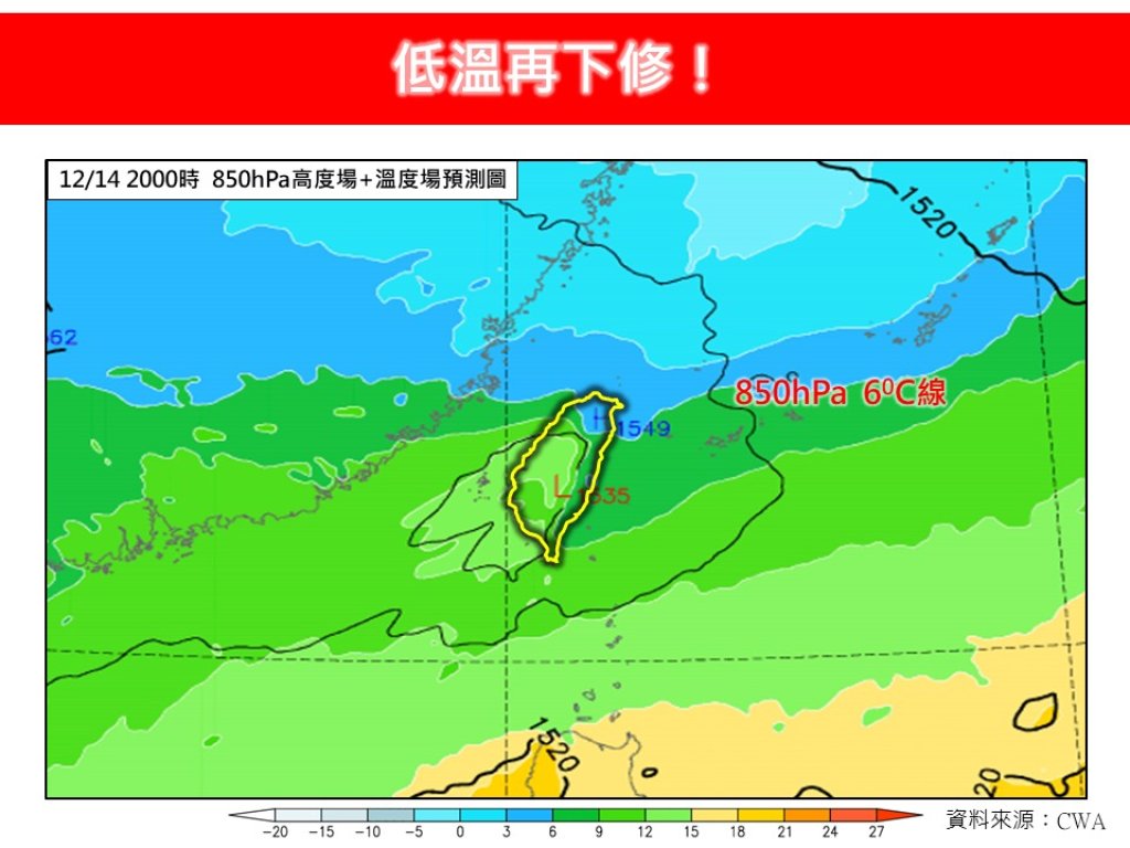 低溫再下修!週日夜到週一清晨最冷 中北部探11度