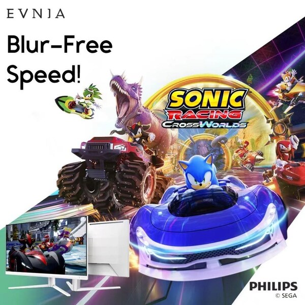 Philips Evnia創新突破性 電競護眼顯示屏問世 獲TÜV認證並與《Sonic Racing: CrossWorlds》
