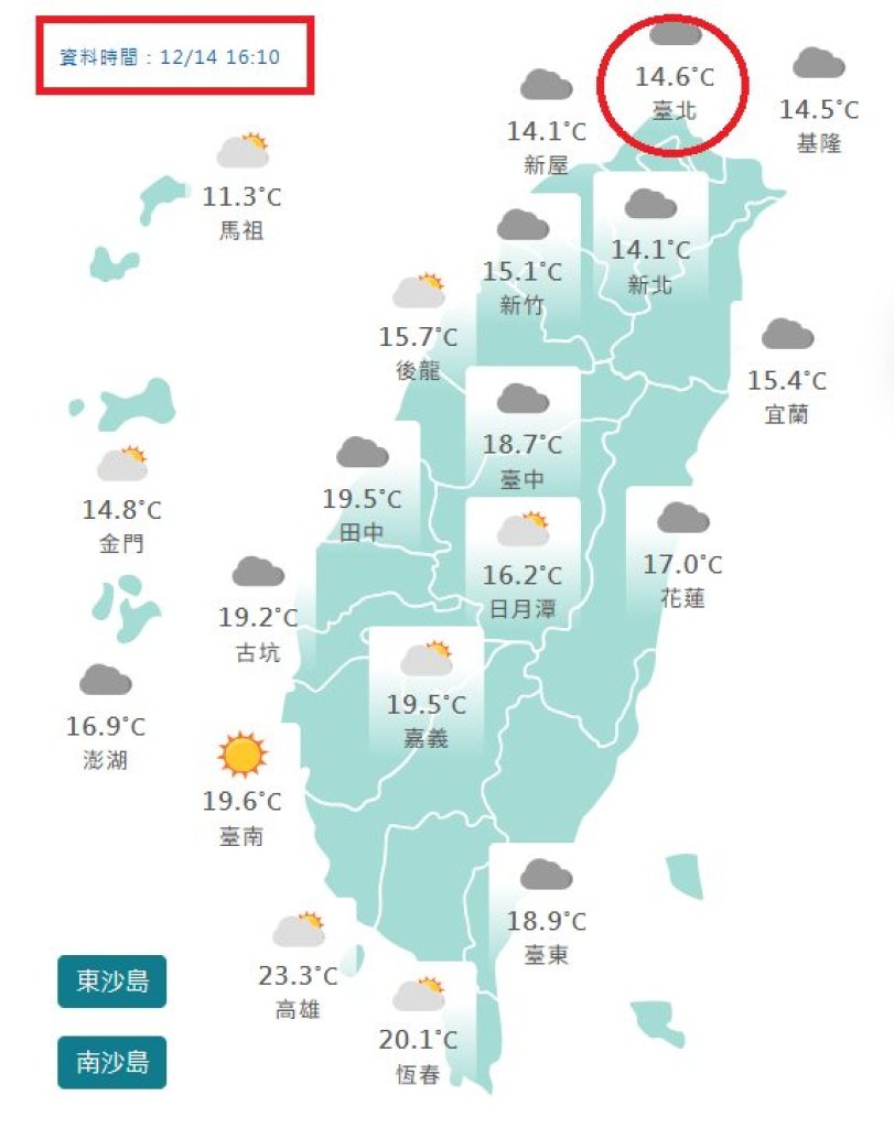 冷氣團夜襲全台!台北晚間14.4度達標 北部、宜蘭恐跌破10度