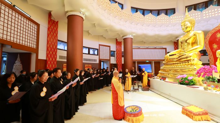 《圖說》靈鷲山聖山寺金佛殿「華嚴經柱裝臟大典」，場面莊嚴殊勝，簡單隆重。〈靈鷲山佛教教團提供〉