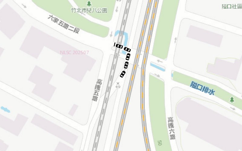 興隆大橋北端竹北市高鐵五路與六家五路二段路口 延長禁止左轉時段