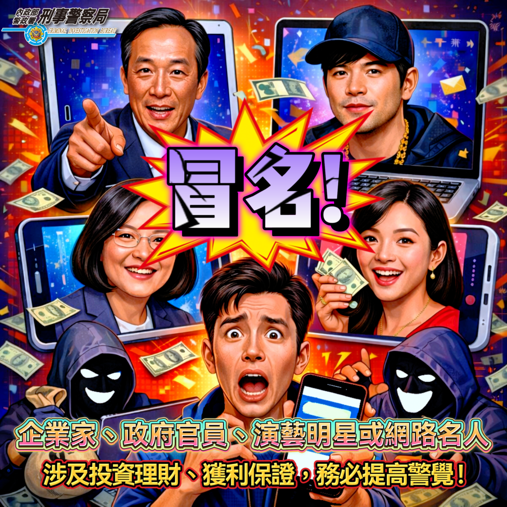 刑事龍頭上動土 詐團竟以 刑事局長認證 名義誘騙民眾投資 刑事警察局嚴正聲明 冒名詐騙零容忍 47 4BCBC6BB155BE4815241F849473B505E41A18E28