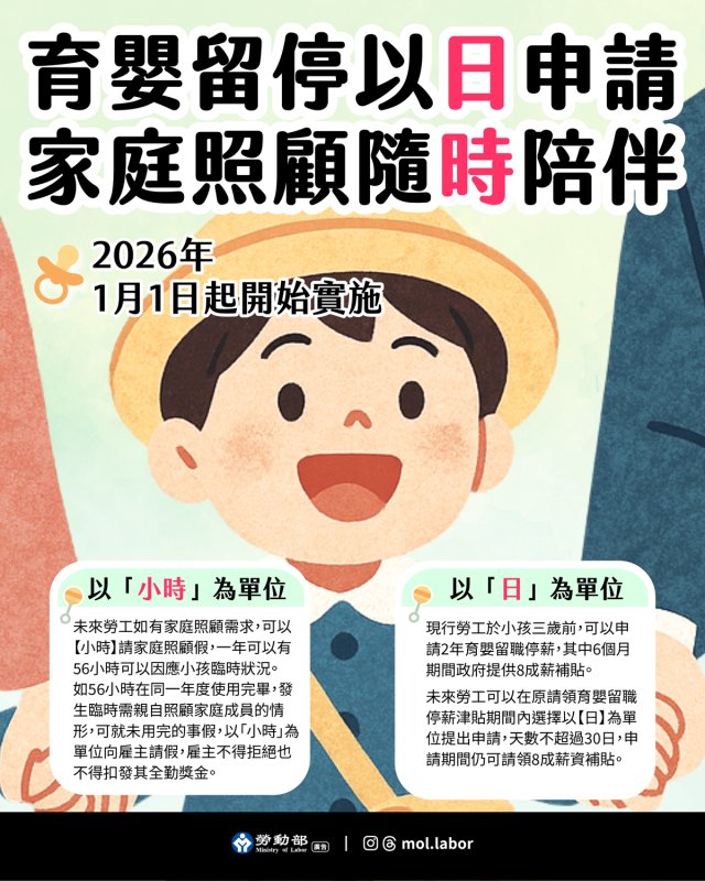 南投縣育嬰留職停薪照顧彈性化 115年起放寬育嬰以「日」、照顧隨「時」