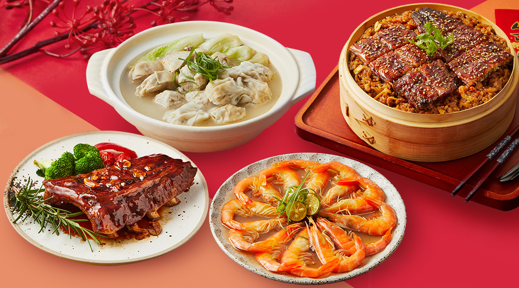 ▲首次登場的胡同燒肉推出包含雞湯、鰻魚炊飯、豬肋排、醉蝦的年菜四件組。（圖/高雄夢時代提供）