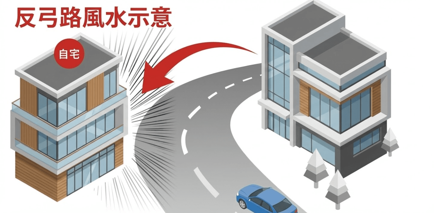 反弓路風水指的是房屋位於道路、河流或類似線狀結構的彎曲外側,看起來像弓箭的反彎形狀。 反弓路風水指的是房屋位於道路、河流或類似線狀結構的彎曲外側,看起來像弓箭的反彎形狀。