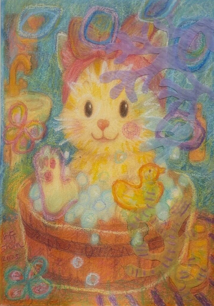 《疼。喜》系列作品,透過貓的象徵語彙,傳達在脆弱之中仍選擇向光前行的生命意志。(圖/主辦單位提供)