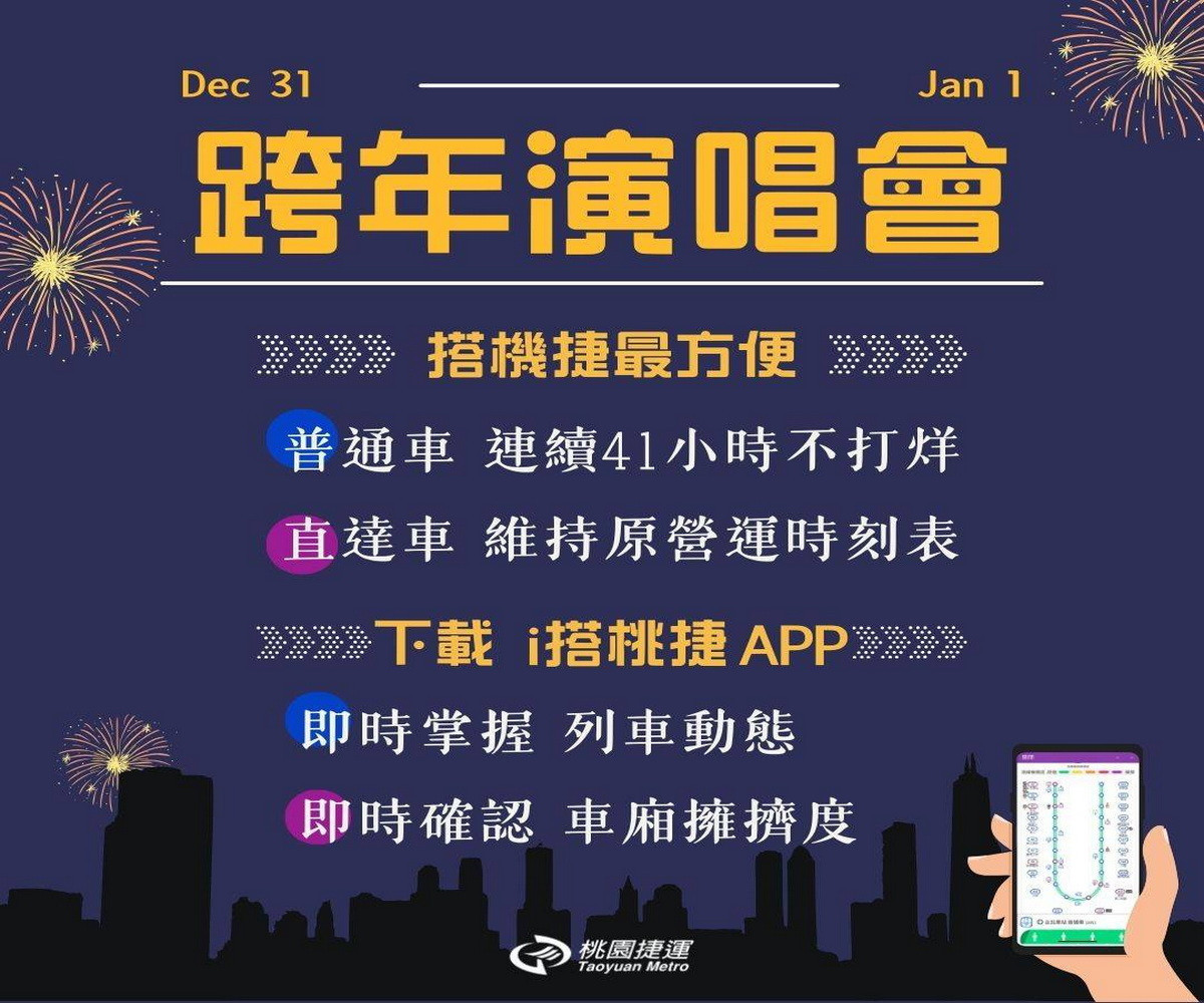 「2026桃園ON AIR跨年晚會」機捷乘車資訊。