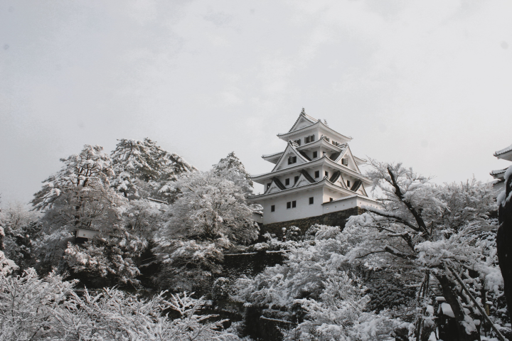 郡上八幡城冬季雪景。 圖:向日遊/提供