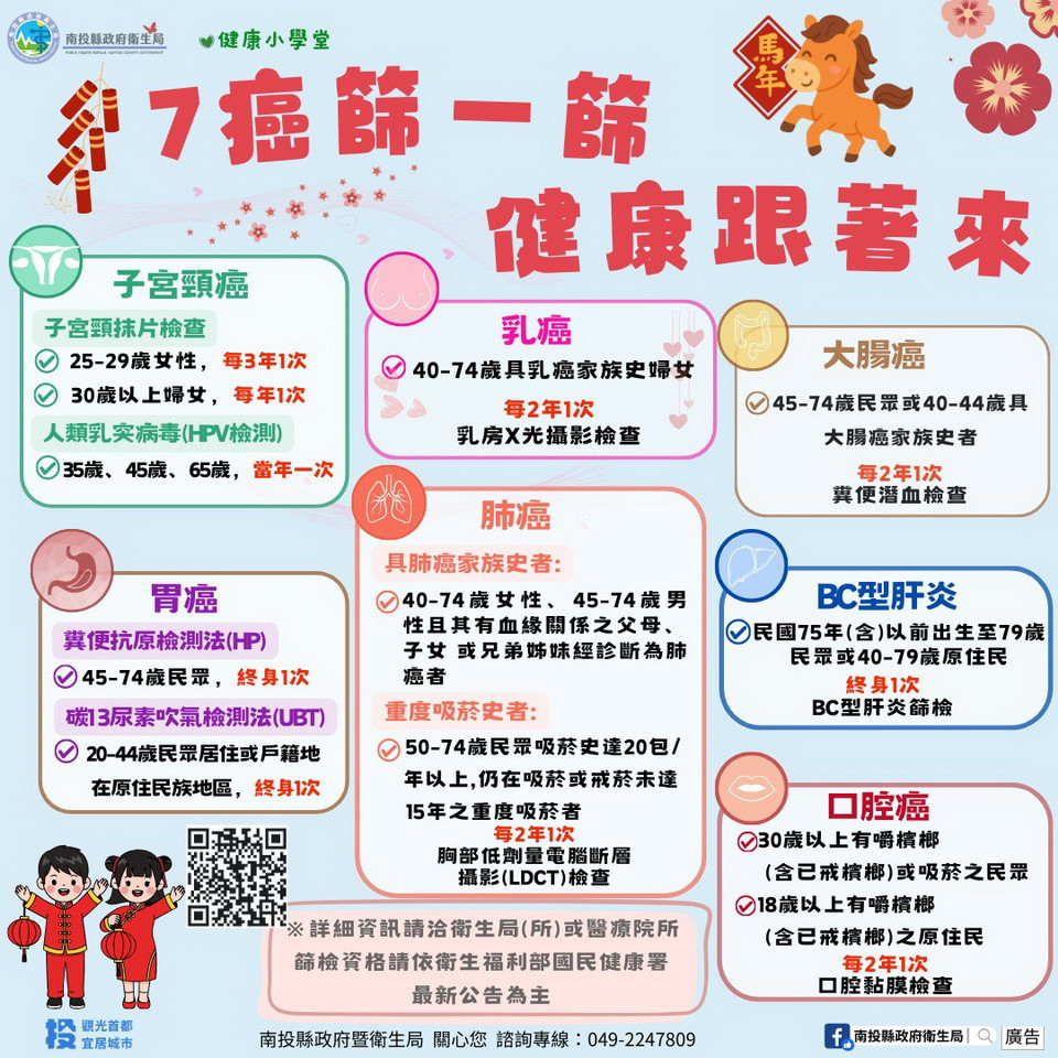 7癌篩一篩健康跟著來。(衛生局提供)<br /><br /> <br /><br />