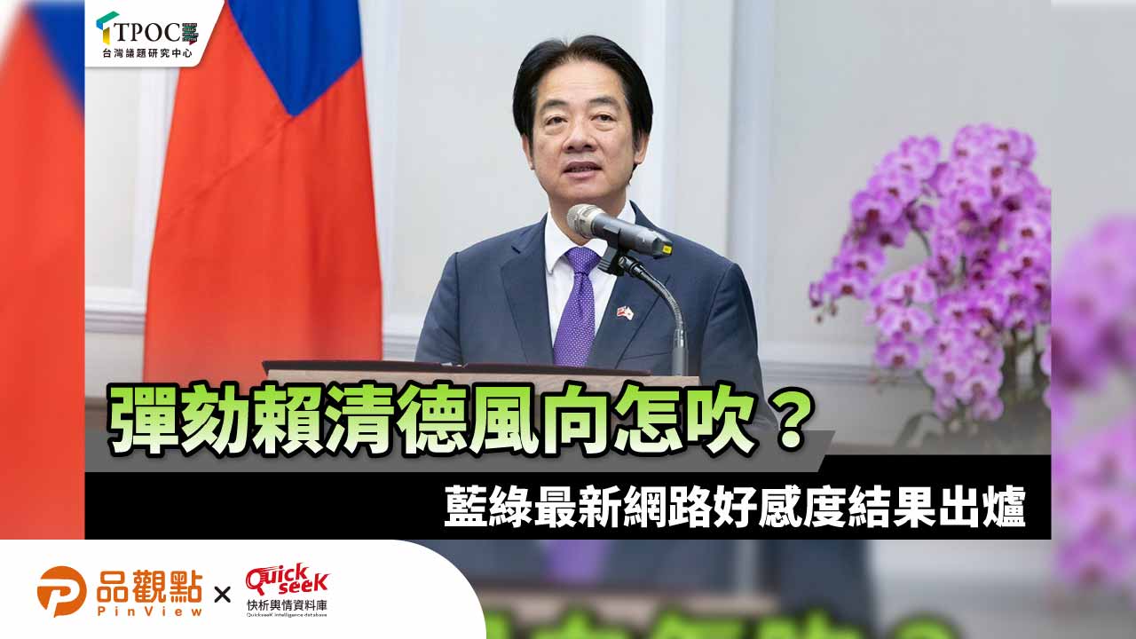 彈劾賴清德風向怎吹?藍綠最新網路好感度結果出爐