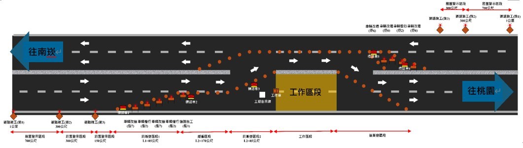 台4線桃園路段這天起路面刨鋪 機動調整封閉調撥車道 4545465 4