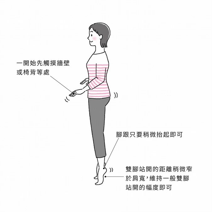 平衡力強化術2:腳跟抬起平衡練習