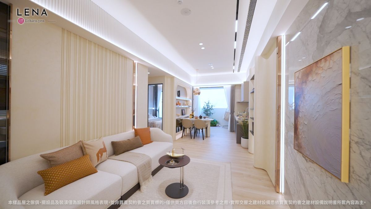 圖/「佳泰琢閱」28坪2房樣品屋。高坪效設計無浪費走道,大臥室尺度舒適;廚房配櫻花雙機及BOSCH洗碗機,衛浴搭美妝燈,讓小家庭生活更舒適。(翻攝自YT土地婆麗娜)