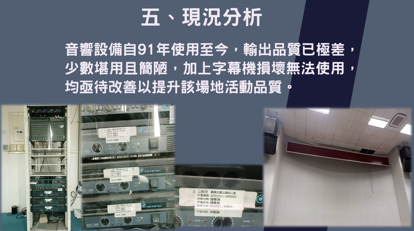 校園音響設備老舊問題是困擾嘉北國小師生的憂慮。(圖/張啓楷國會辦公室)