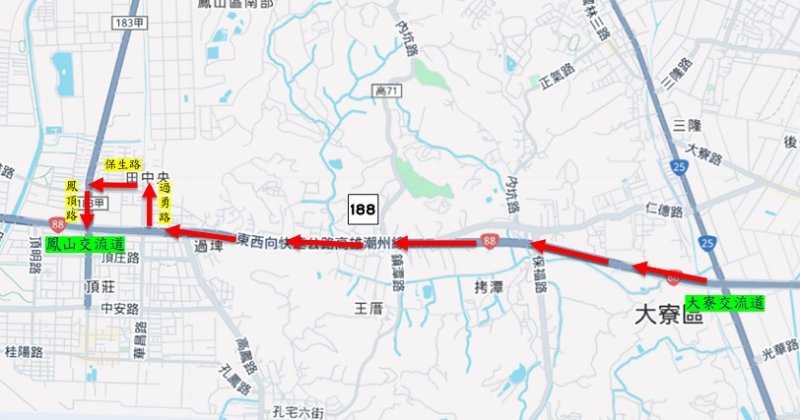 台88線鳳山西向出口匝道1/13起  夜間施工封閉道路實施交管