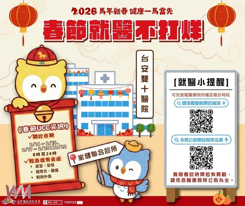 春節醫療不打烊 中市府衛生局籲輕症分流就醫不擠急診 - https://www.watchmedia01.com