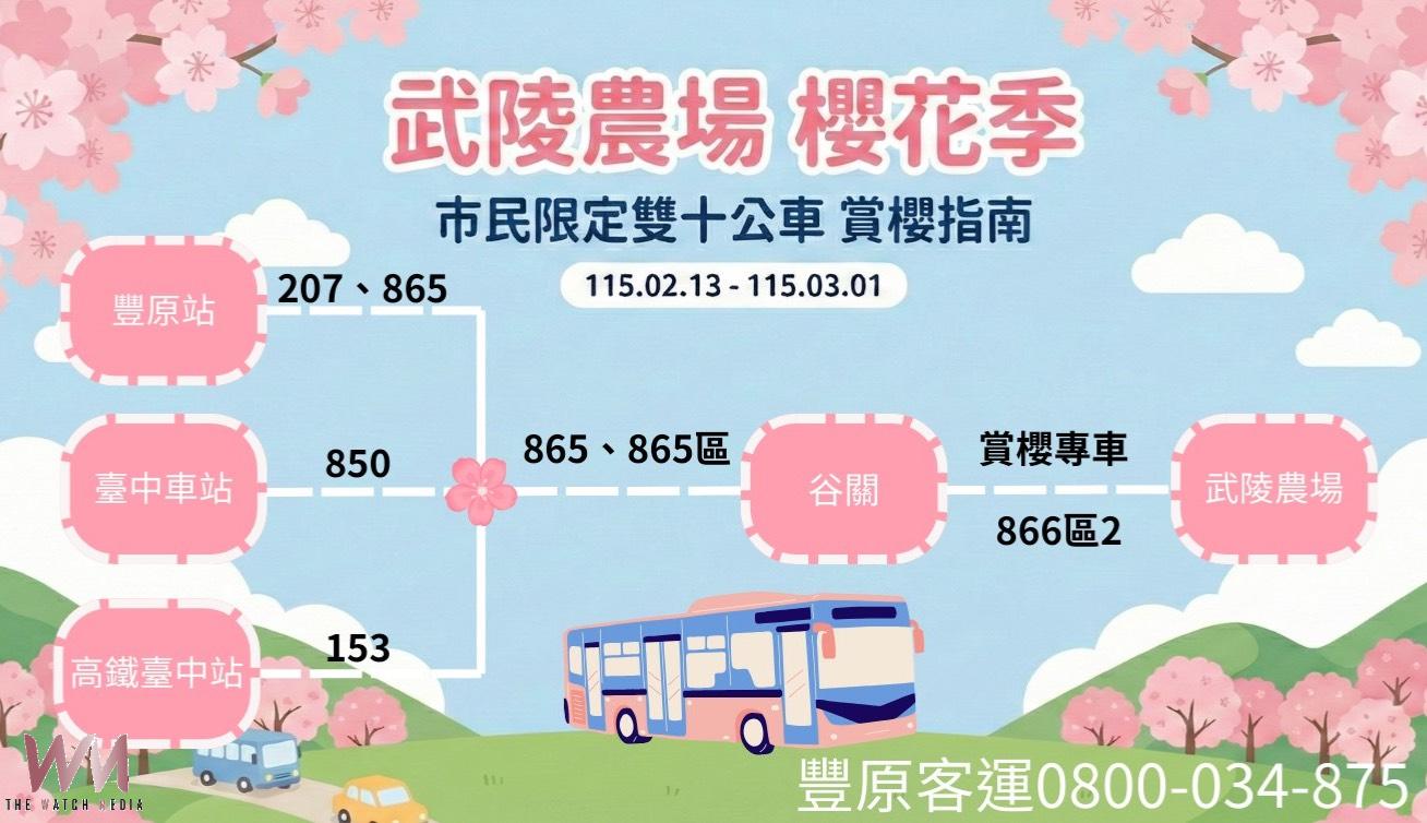 梨山-武陵農場櫻花季2月浪漫登場 中市府推賞櫻專車「台中Go」購票 - https://www.watchmedia01.com