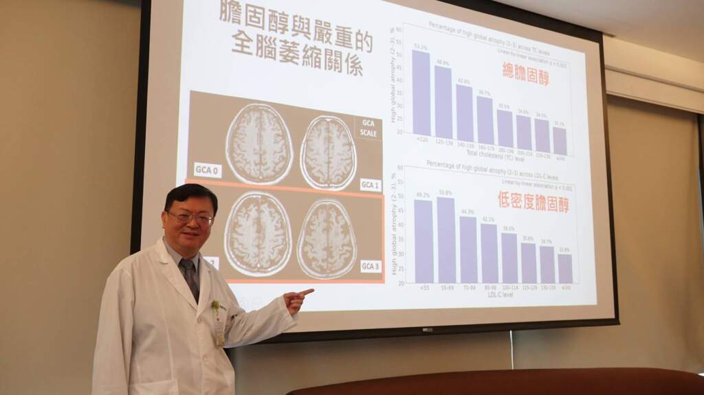 ▲彰化秀傳紀念醫院神經內科主任邱百誼，近日發表於國際權威期刊《Alzheimer’s Research & Therapy》的研究指出，在高齡族群中，膽固醇「過低」或「短期內劇烈下降」，反而可能增加失智症發生與惡化風險，顛覆過往「膽固醇越低越好」的單一思維。（圖／記者林明佑攝）