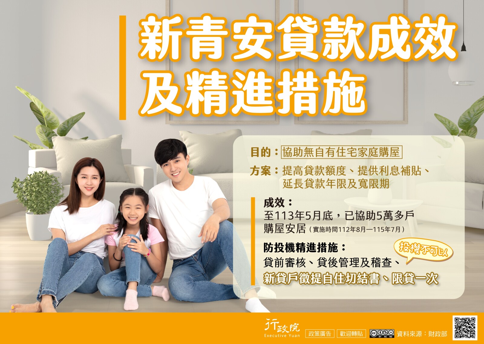 「新青安」由政府提供補貼,讓「無自有住宅」的年輕人購屋自住,因此會嚴格杜絕投資客利用補貼炒房。(圖片來源:行政院官方網站) 「新青安」由政府提供補貼,讓「無自有住宅」的年輕人購屋自住,因此會嚴格杜絕投資客利用補貼炒房。(圖片來源:行政院官方網站)