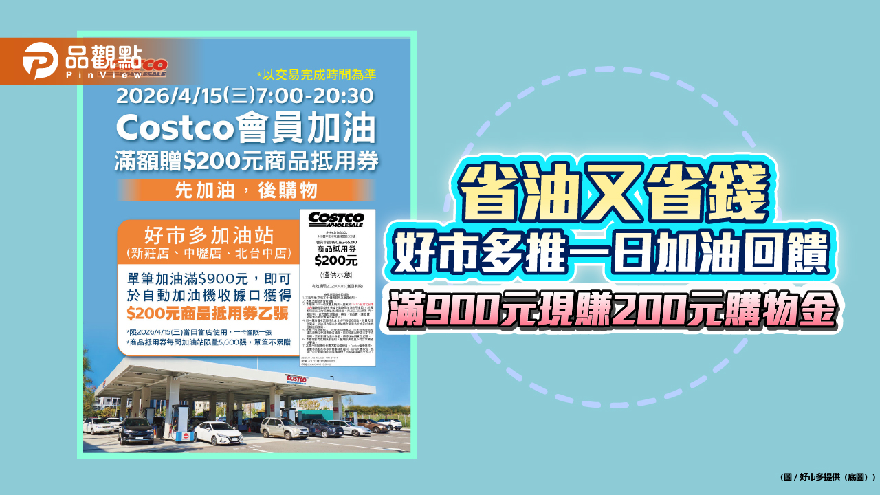 省油又省錢 好市多推一日加油回饋 滿900元現賺200元購物金