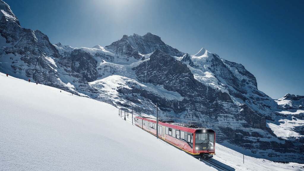 ▲少女峰鐵路雪景Jungfraubahn in snow。圖/少女峰鐵路公司提供