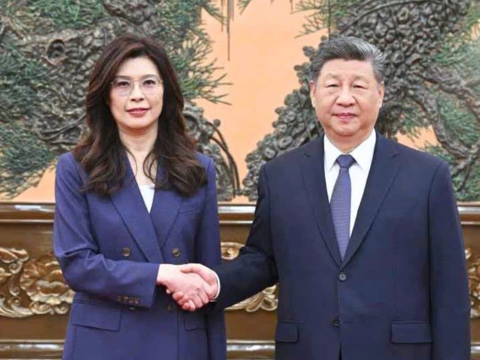 ▲4月10日,中國國民黨主席鄭麗文率領訪問團在北京人民大會堂與中共中央習近平總書記進行兩黨正式會談。