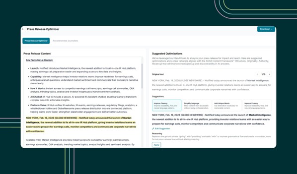 知悉（Notified） 推出 AI 新聞稿優化器，旨在強化企業敘事並增加 AI 引用量