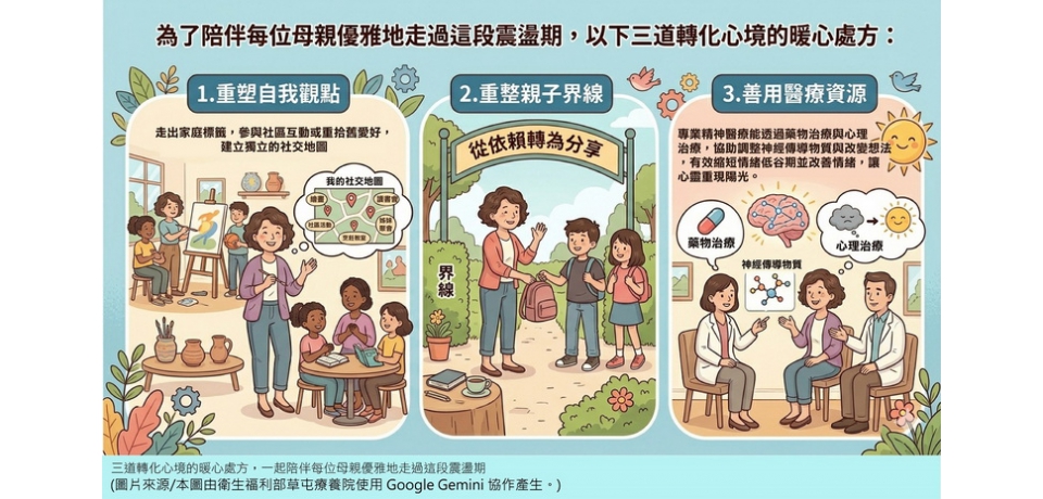 母親節的真諦 看見「空巢」下的心靈需求 草屯療養院提供三道「心靈處方」將失落轉化為成長動力