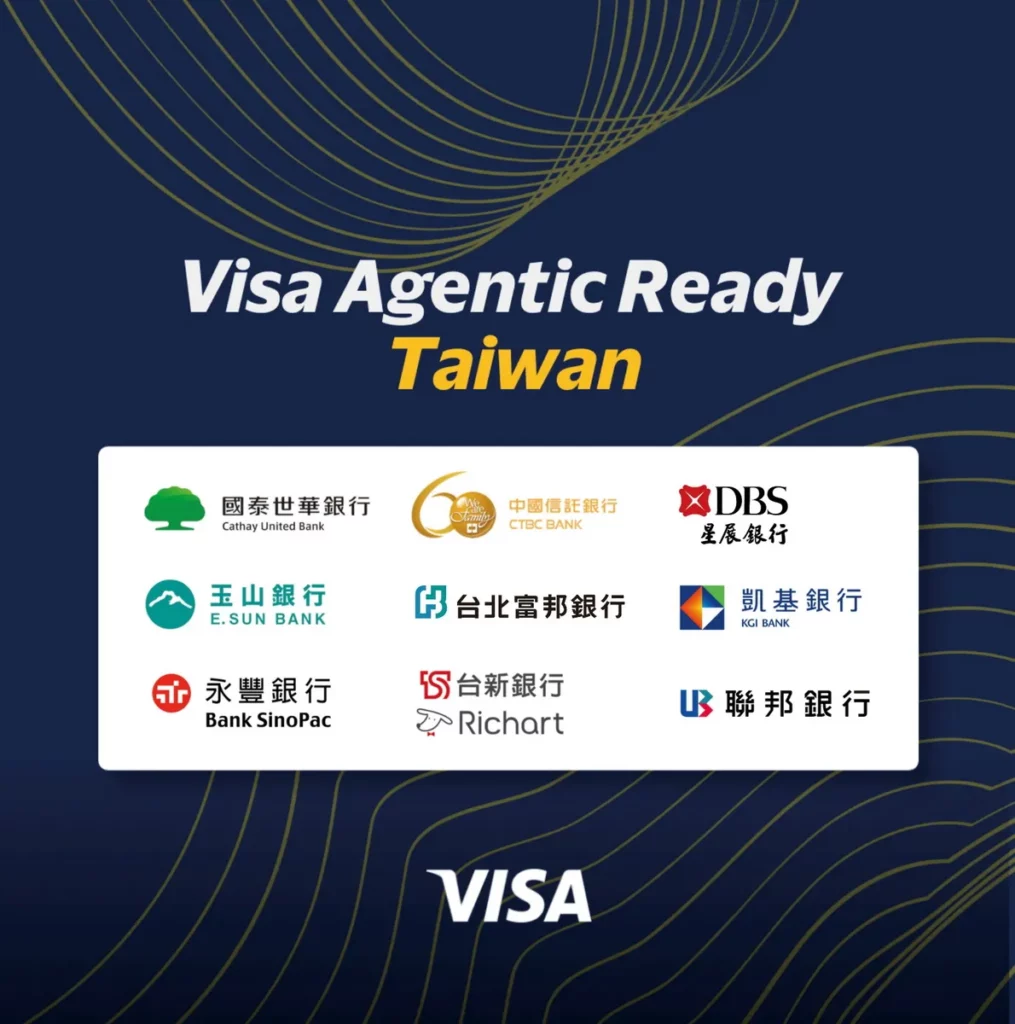 Visa 今日宣佈於亞太區發表「Visa Agentic Ready」全球計劃，台灣市場將有共九家發卡合作夥伴參與首波計劃，共同助力台灣邁入 AI 驅動的商務新時代。