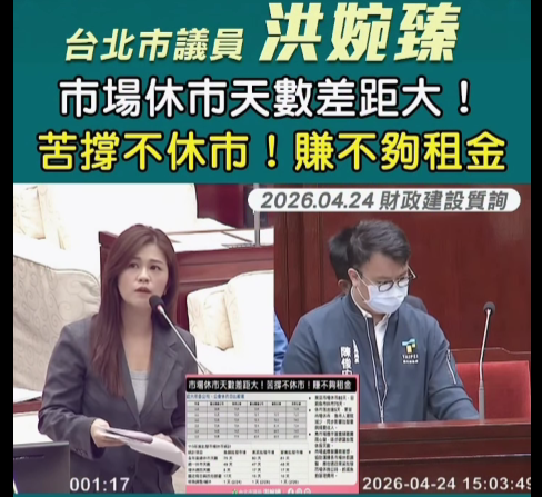台北市議員洪婉臻成功爭取市場休市日逐步相同。(圖/記者鄭元毓翻攝)