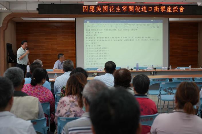 ▲縣府邀農民及加工業者交流對於美國花生進口衝擊產業的看法。(記者劉峻文攝)