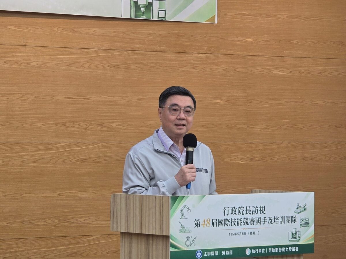 ▲行政院院長卓榮泰今（5）日親赴中彰投分署，訪視即將代表參加2026第48屆國際技能競賽之技能國手及培訓團隊。（記者廖美雅拍攝）