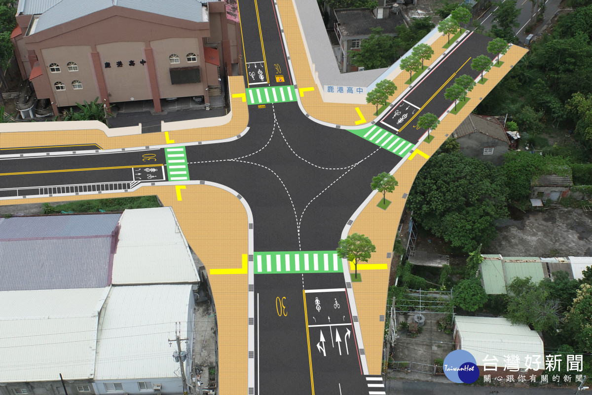 鹿港高中東側通學道路動土 串聯學區與觀光動線、提升交通安全。(模擬圖)