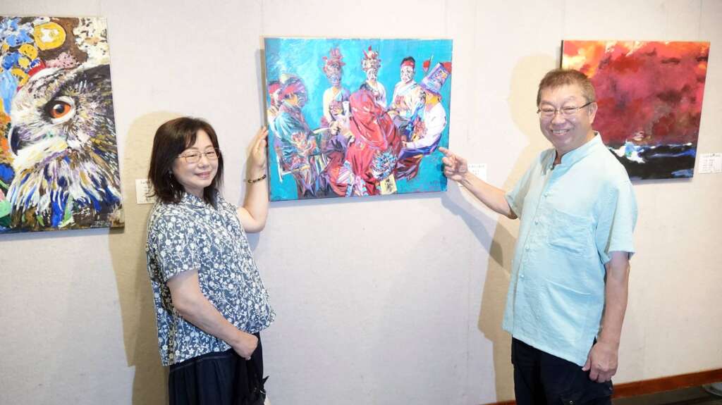 ▲藝術家羅榮源和太太謝碧芬都是畫家鶼鰈情深。(圖/記者林明佑攝)