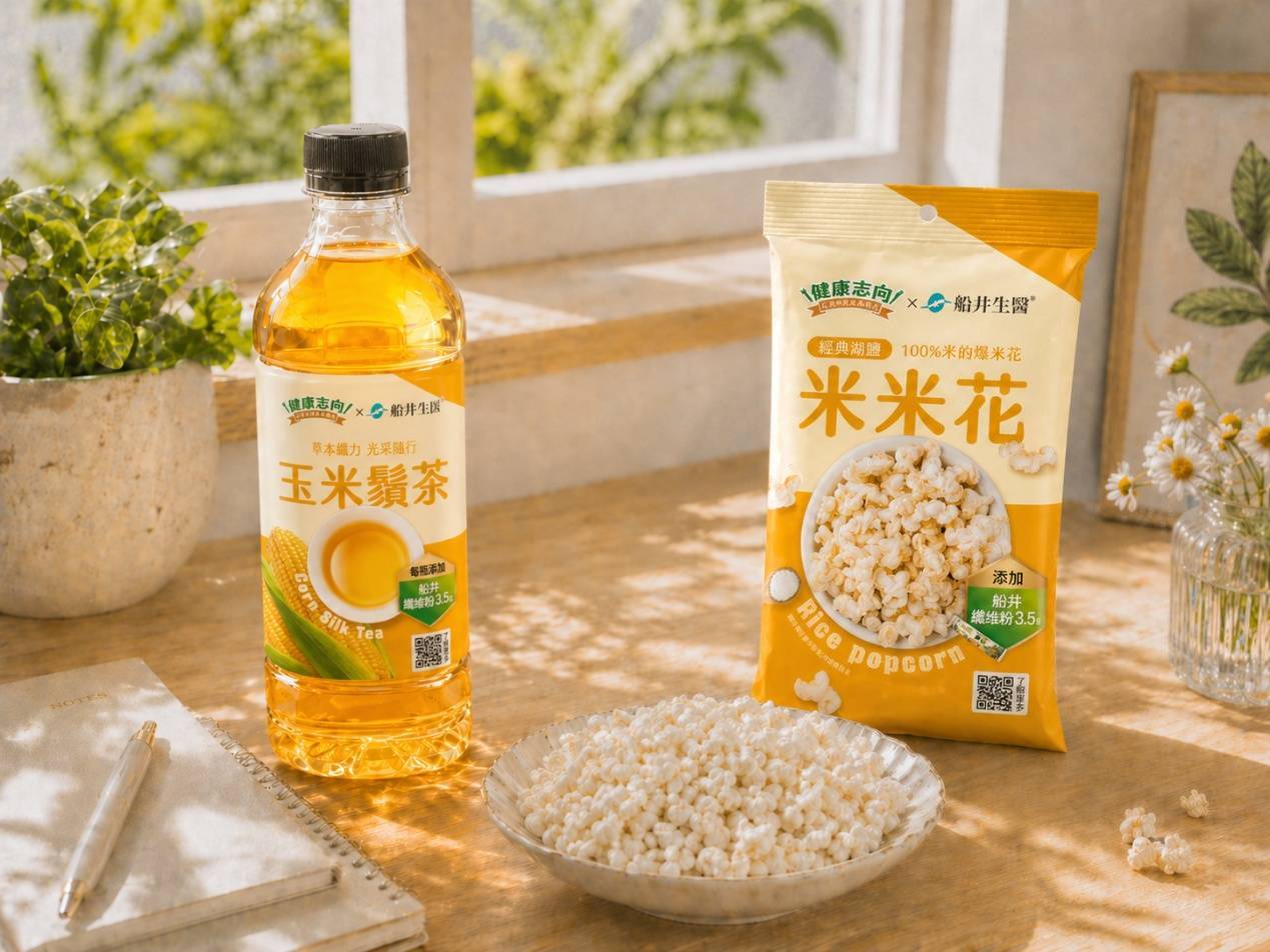 全家「健康志向」聯名「船井生醫」推出纖維粉米米花、玉米鬚茶 外食族必買的高纖健康零食 - https://www.watchmedia01.com