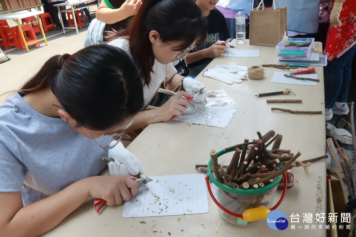 桐花樹枝、檸檬枝都可用來手作木鉛筆。(記者扶小萍攝)