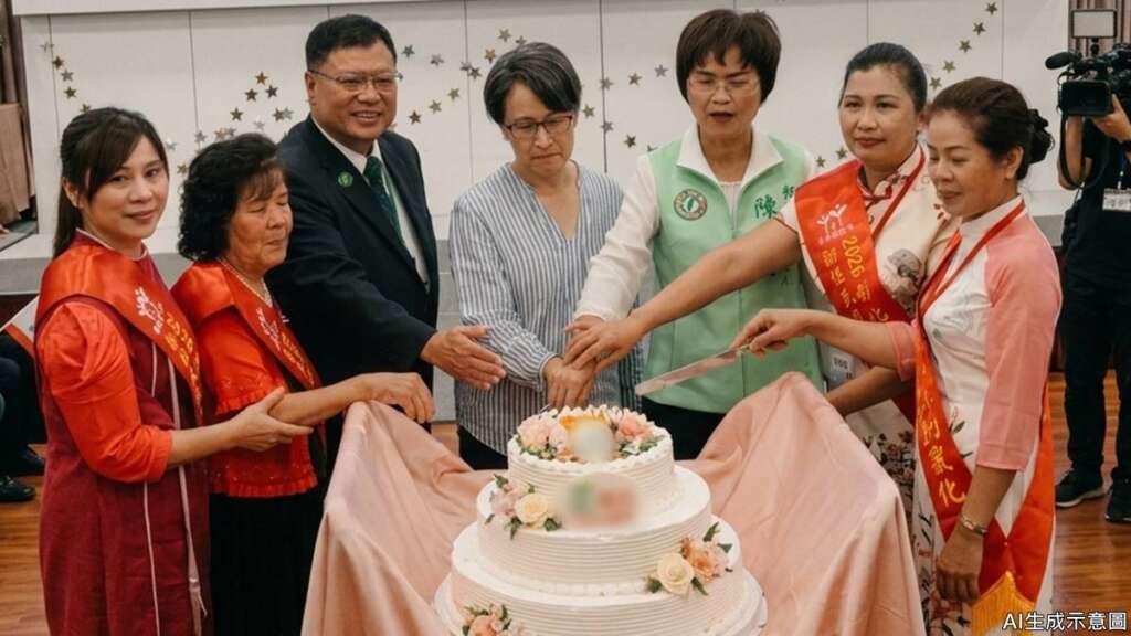 ▲母親節前夕，蕭美琴副總統與立法委員陳素月於今日聯袂親赴彰化家扶中心員林服務處，出席「新住民自強媽媽、自立媽媽與寄養家庭」感恩活動，並與現場貴賓及全體家扶成員合力切下慶祝蛋糕，為今年的母親節留下充滿生命力與希望的動人紀錄。（AI生成示意圖）