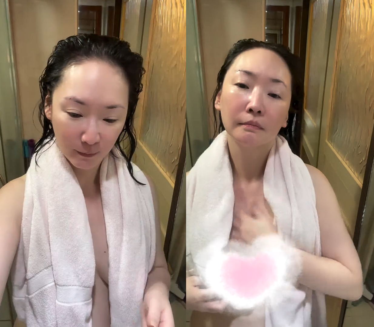 王俐人深夜浴後全裸「毛巾遮點」　後方有鏡子遭看光光