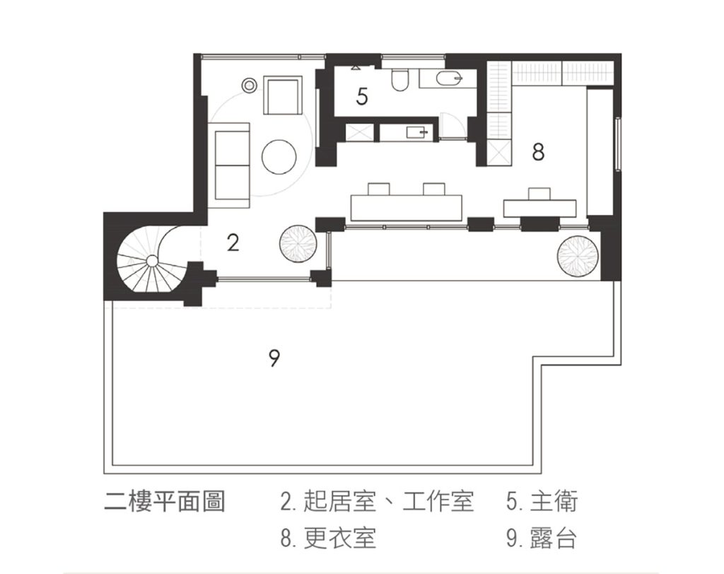 519 空間美學 洛川空間事務所 卓思齊 二樓平面圖