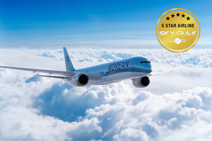 大韓航空屢獲「五星航空」評鑑,05/15-06/07推線上旅展優惠,全球機票9折起。 圖:大韓航空/提供