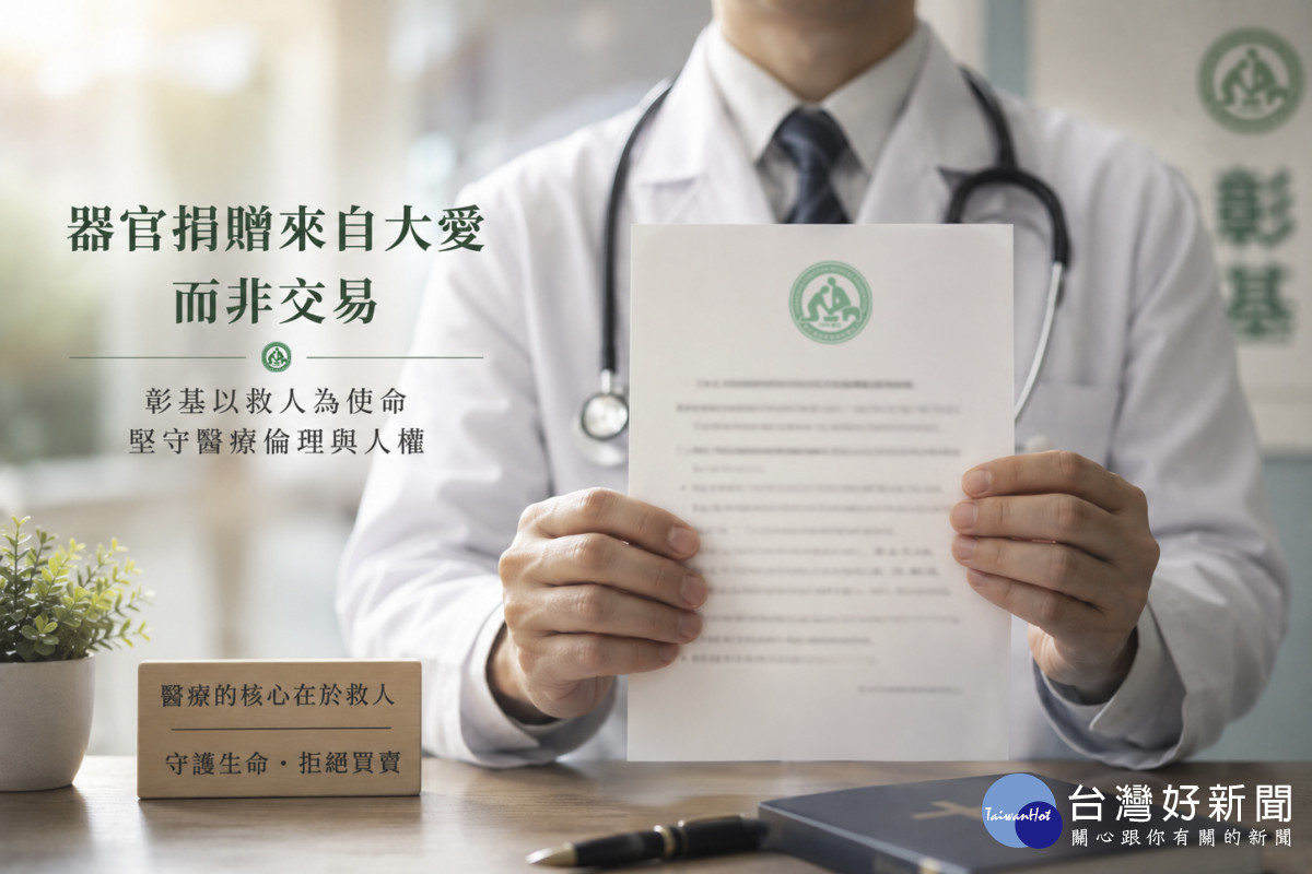 彰基呼籲醫界回歸醫療倫理，強調核心在於救人與守護生命，堅決反對器官交易（圖為AI生成）。圖／彰基提供