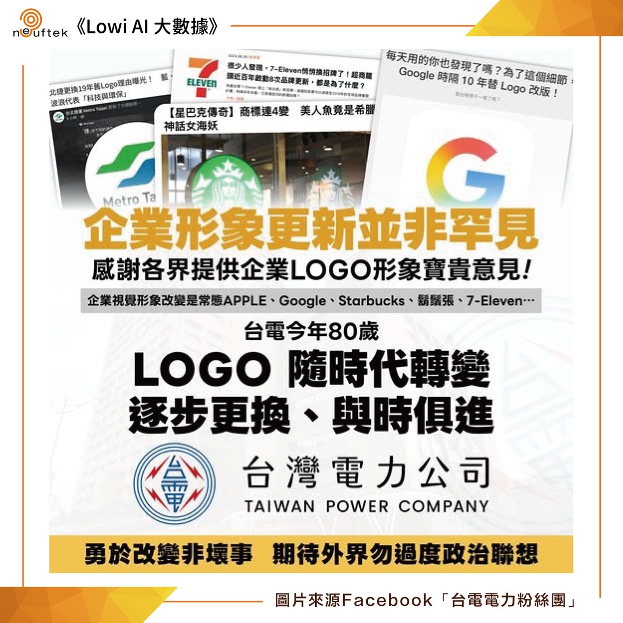 《LOWI AI大數據》台電換Logo引爆網路負面聲量大爆發！聶永真反擊網友接受度低 191
