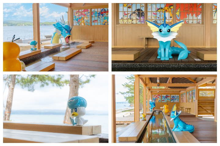  和水系寶可夢們一起泡足湯。　©Pokémon. ©Nintendo/Creatures Inc./GAME FREAK inc.　圖：七尾市／提供