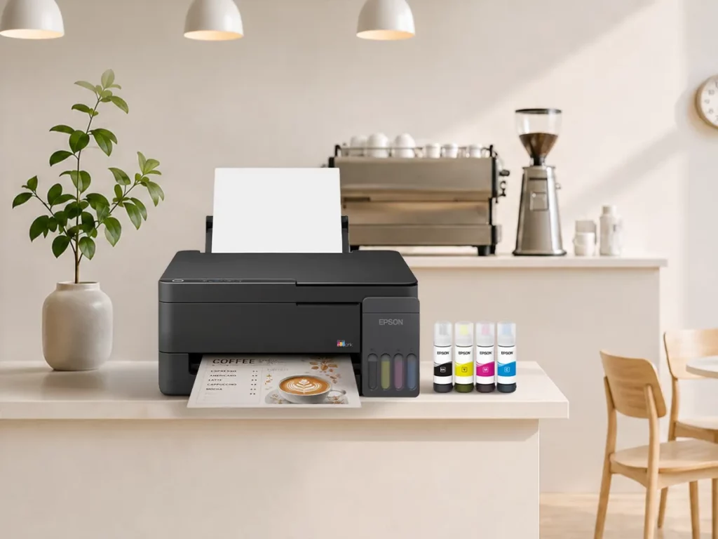  Epson L3310高速三合一連續供墨印表機，耐用度提升至5萬張，適合咖啡店、工作室等小型店家高頻率列印需求，兼顧空間坪效與營運效率。