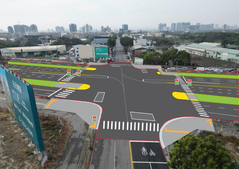 ▲ 環中路與黎明路口人本升級-中市建設局投入1,950萬元打造人本安全通廊。（圖／台中市政府建設局提供）