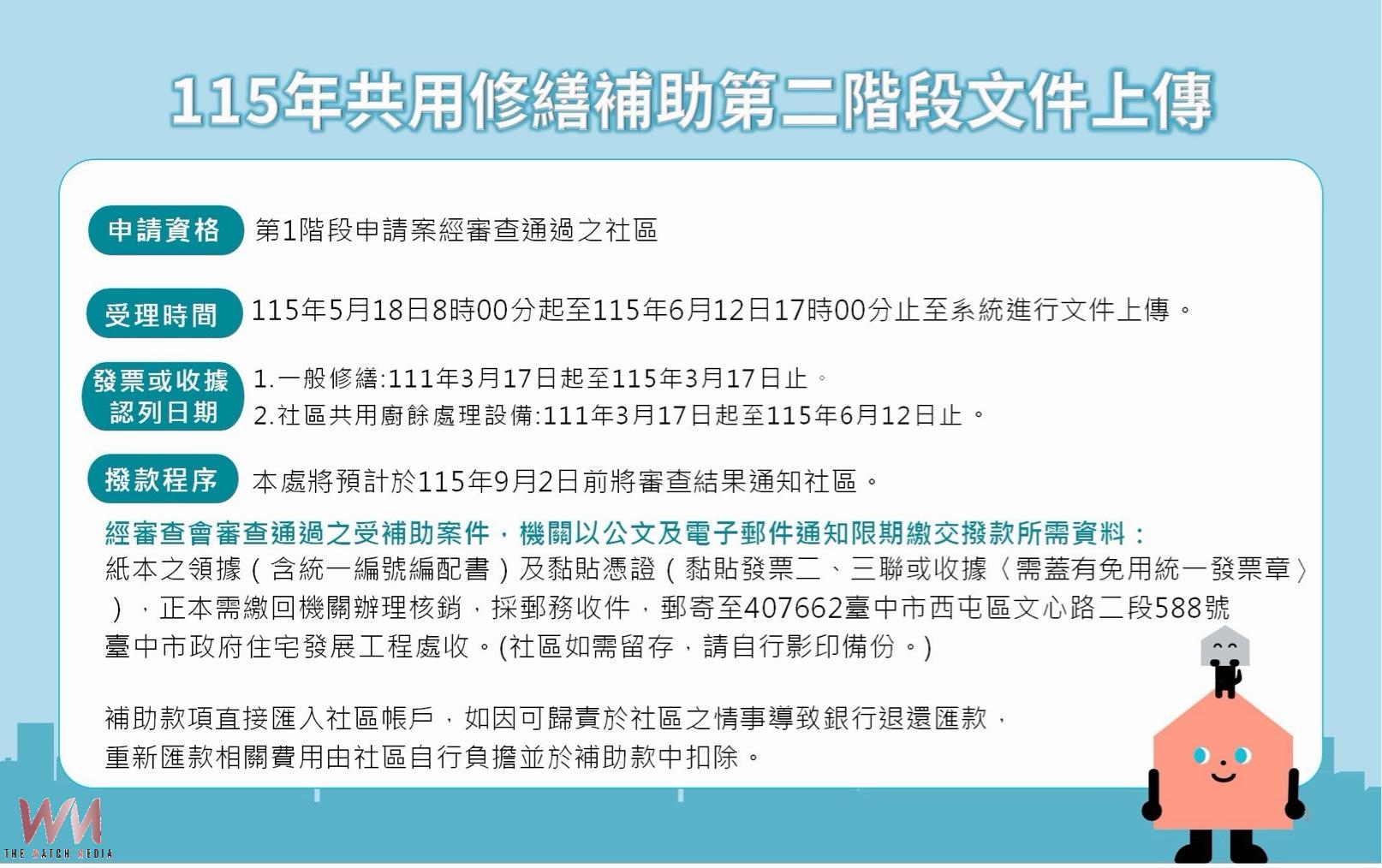 中市公寓大廈修繕補助第2階段受理至6/12　都發局籲社區把握期限完成上傳